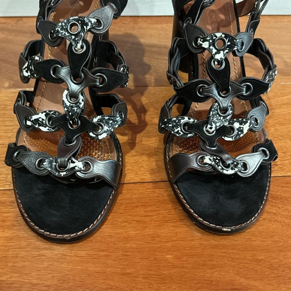 Coach Women’s MH Sandal Cll MXM Brown/White & Gunmetal size 10‎ - Picture 2 of 11